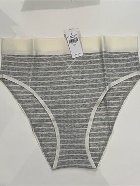 aerie Gray & White Striped High-Waist Brief